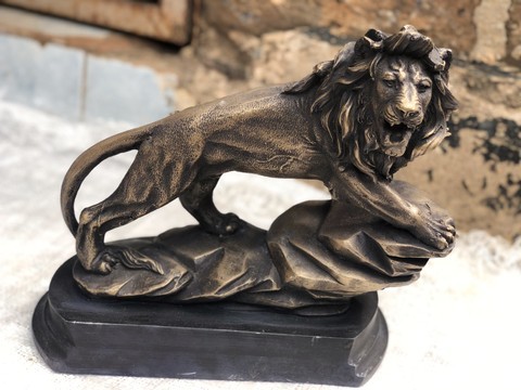 Sculpture en bronze de Lion rugissant/sculpture de décor à la maison/statue de table/accessoire de style intérieur