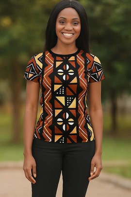 T-shirt femme authentique à imprimé bogolan – Chic culturel
