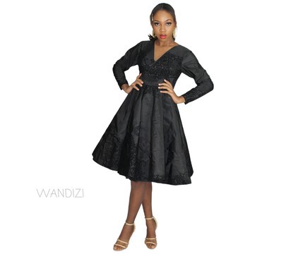 Robe à manches évasées noires imprimées africaines, robe évasée de bal, robe en mousseline de soie, vêtements pour femmes africaines