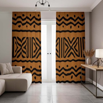 African Blackout Curtain Mudcloth Print (Two-Piece) LARGER SIZES AVAILABLE