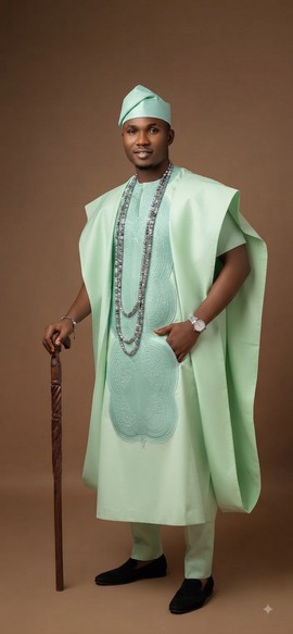 Ensemble Agbada vert menthe