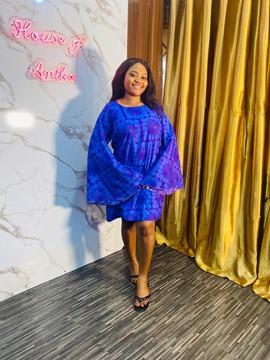 Ankara shifts dress, short dress with flare sleeves