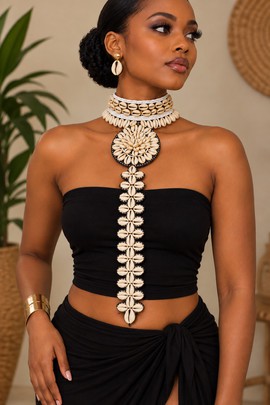 MALKIA Collier statement en cauris