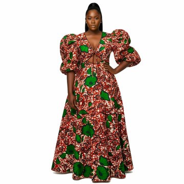 Robe longue imprimée en coton Nneoma | MA