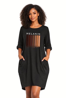 Loose dress with pockets "Melanin"