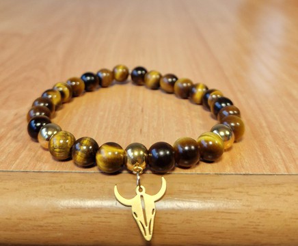 Bracelet Œil de tigre marron 🤎 BAREA/ pierre naturelle/ Madagascar