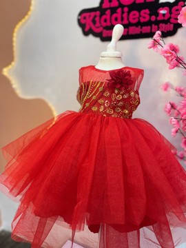 Robe de princesse rouge, robe de bal de princesse, robe d’anniversaire pour enfant