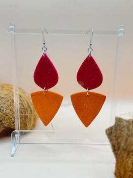 OZÉ24-02 : Boucles d'oreille pendentif bichromique