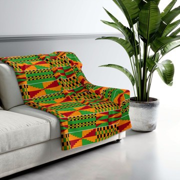 Kente African Throw Blanket Fleece Traditional Pattern (MORE SIZES AVAILABLE)