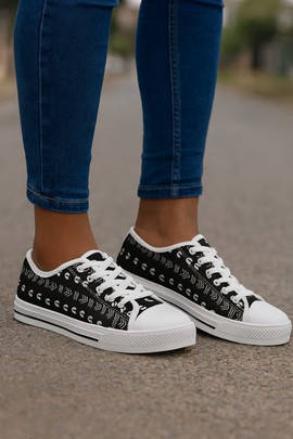 Tribal Sneakers | Cowrie African Print Shoe | Womens Low Canvas