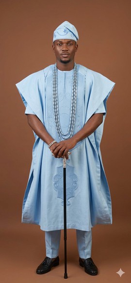 Elegant Light Blue Traditional Agbada Ensemble