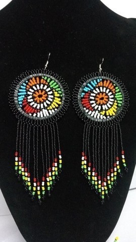 African Beaded Tassel earrings, Fringe earrings, Elegant earrings, Colorful earrings, Boho earrings