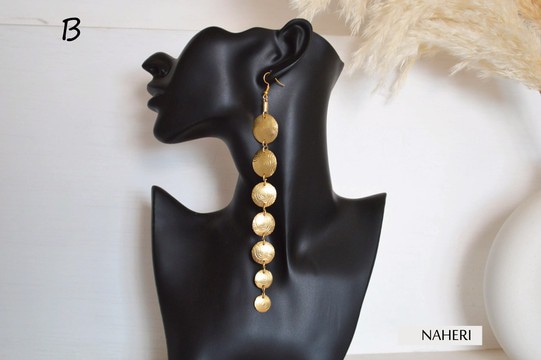 African brass tiered earrings long