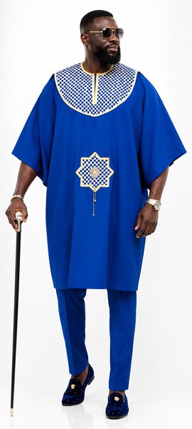 Luxury Royal Blue African Dashiki Set