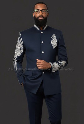 Embroidered men's safari suit