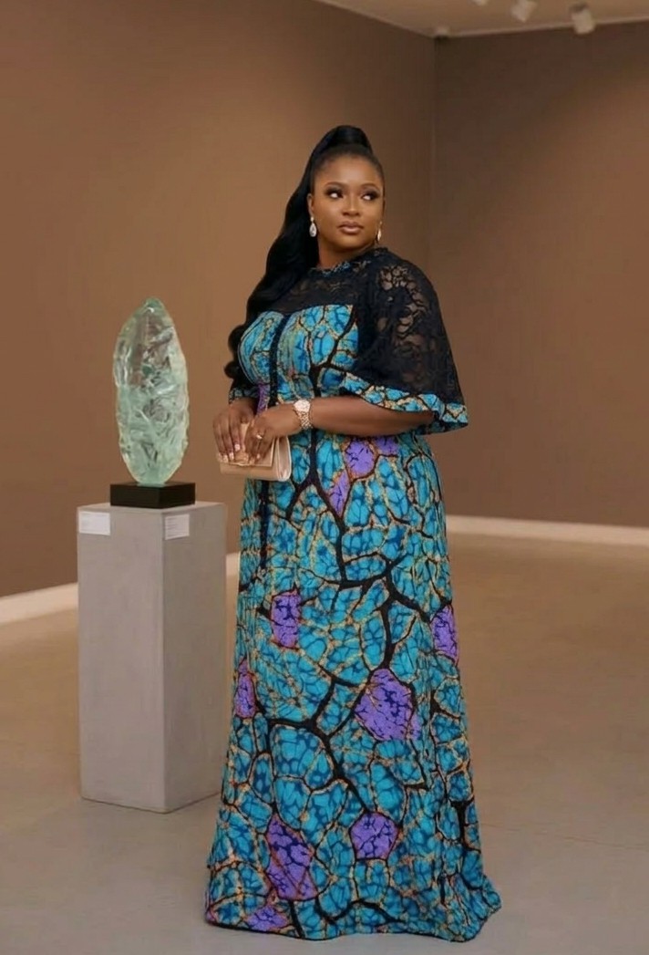 sachin and babi light blue dress Abatete Two-Tone Ankara Maxi Dress main image 1