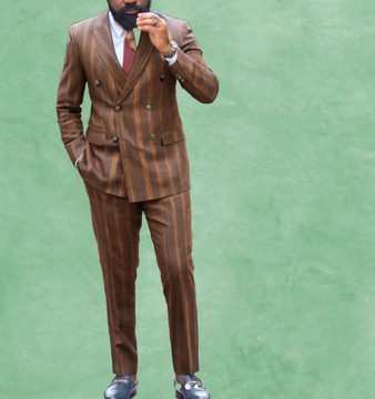 Costume Stripe Brown, costume de mariage, sur mesure pour hommes men suit