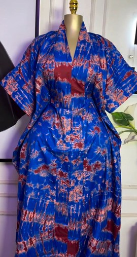 Robe boubou en brocart damassé Adire bleu, robe de cérémonie, robe de mariage traditionnelle