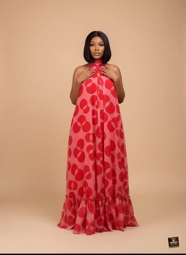 Robe longue en crêpe à décolleté dos nu Crimson Petal