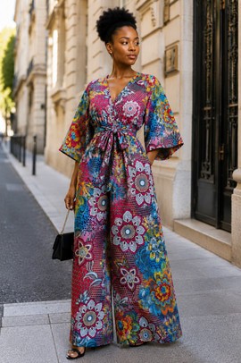 Wide-leg jumpsuit in African wax print – Colorful and elegant