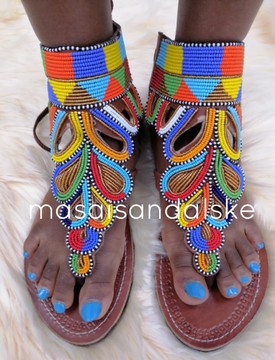 Sandales de gladiateur maasaï / sandales maasaï africaines / sandales femmes en cuir africain
