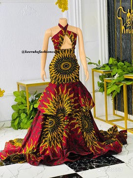 Robe de bal en dentelle sirène Ankara, vêtements pour femmes africaines, robe longue, robes de bal
