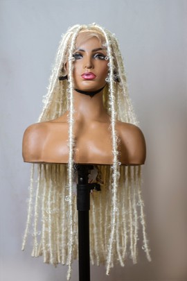Platinum blonde full lace wig,butterfly locs,40 inches