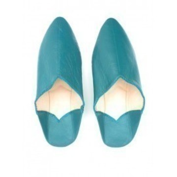Mode femme babouche en cuir véritable Bleu