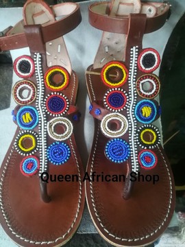 African Women Maasai blue gladiator sandals new design