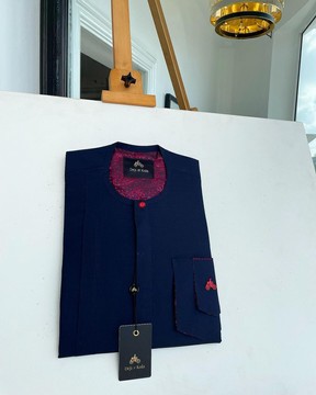 A Midnight blue with paisley detailing, front flap kaftan