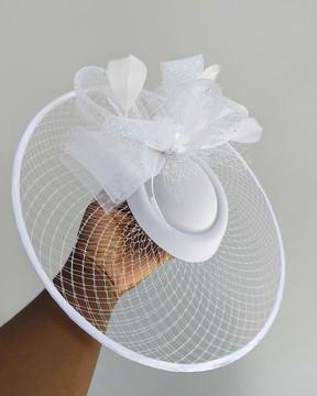 Satellite fascinator for bride, bridal accessories