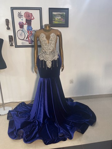 Navy wedding prom dress, custom made dresses
