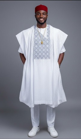 Tenue traditionnelle nigériane – blanche pour homme