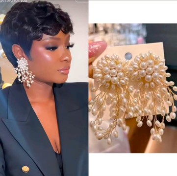 Luxury Gold Pearl Flower Earrings | Elegant Bridal Statement Jewelry