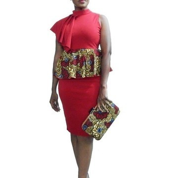 red dress in bi-material