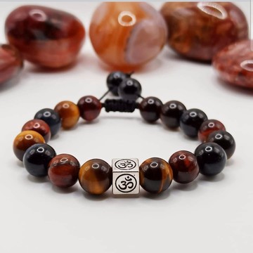 Bracelet "Cube Aum" 3 eyes: bull/tiger/falcon - Madagascar