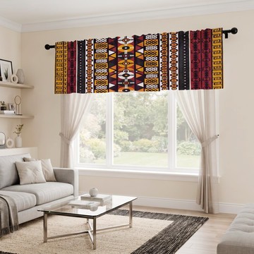 Colorful Artisan Bogolan Curtain Valance | African Mudcloth Window Treatment | Bynelo