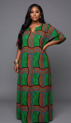 Robe kaftan longue batik multicolore Tiara