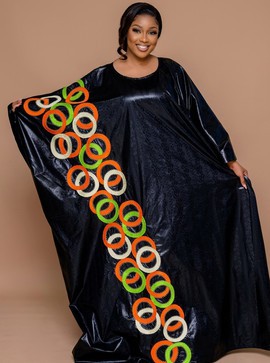 Black Bazin Boubou Kaftan