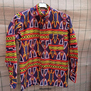 Chemise africaine pour homme en tissu pagne Ndop Toghu Cameroun