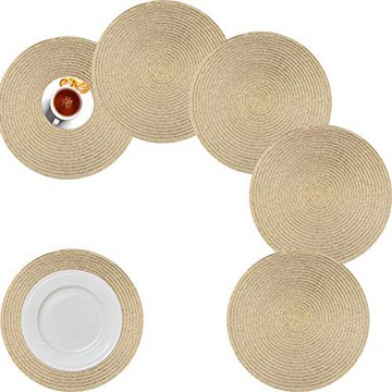 Lot de 6 Sets de Table Africain en Raphia Naturel de 35cm