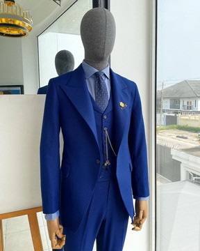 A glen check, navy blue - nobility - “Board Room” peak lapel suit