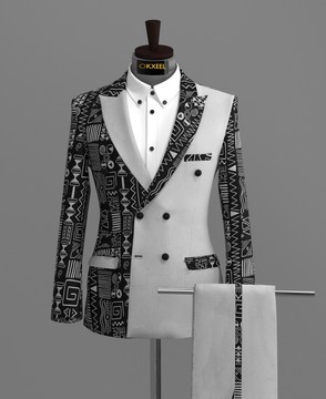 BLACK-WHITE KAMPALA DOUBLE BREASTED SUIT