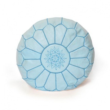 Pouf en vrai cuir naturel Bleu pour salon