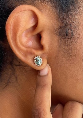 Gold and sapphire chip earrings