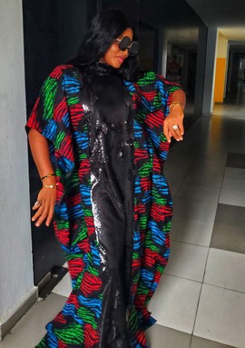 Elegant African Woman High-Neck Kaftan Dress for Weddings/Special occasions/Plus Size