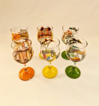 6 Verres à vin/ peinte à la main/ TONTOLO Madagascar