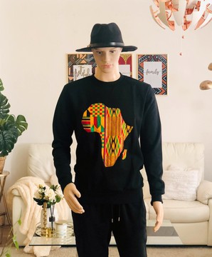 Kente Printed Africa Map Sweatshirt