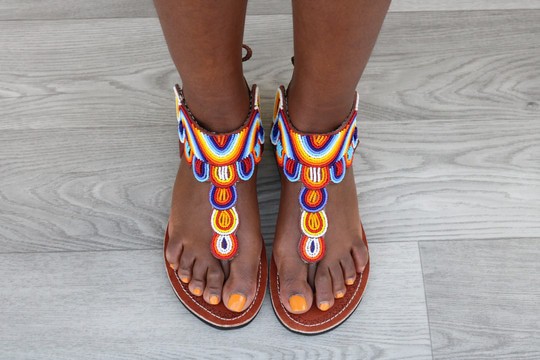 Handmade Maasai Beaded Leather Sandals | Colorful African Flip Flops | Women’s Ethnic Summer Sandals