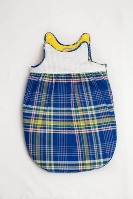 Gigoteuse Madras Bleu Fait main. 0 à 12 mois
